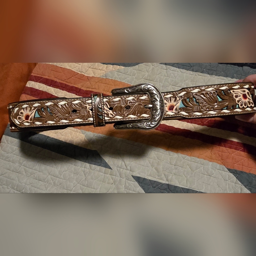 Ariat Brown and Tan Floral Belt